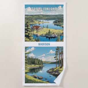 Individuelle Name Finnland - Naturdarstellung Strandtuch