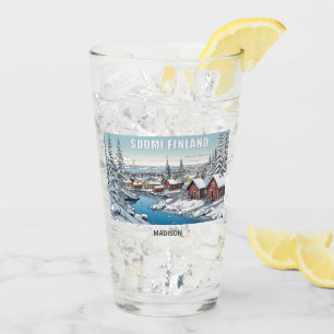 Individuelle Name Finnland Wintertäuschung Glas