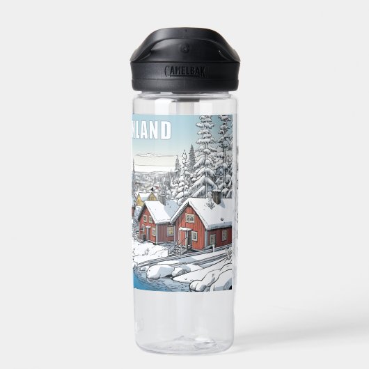 Individuelle Name Finnland Wintertäuschung Trinkflasche (Rückseite)