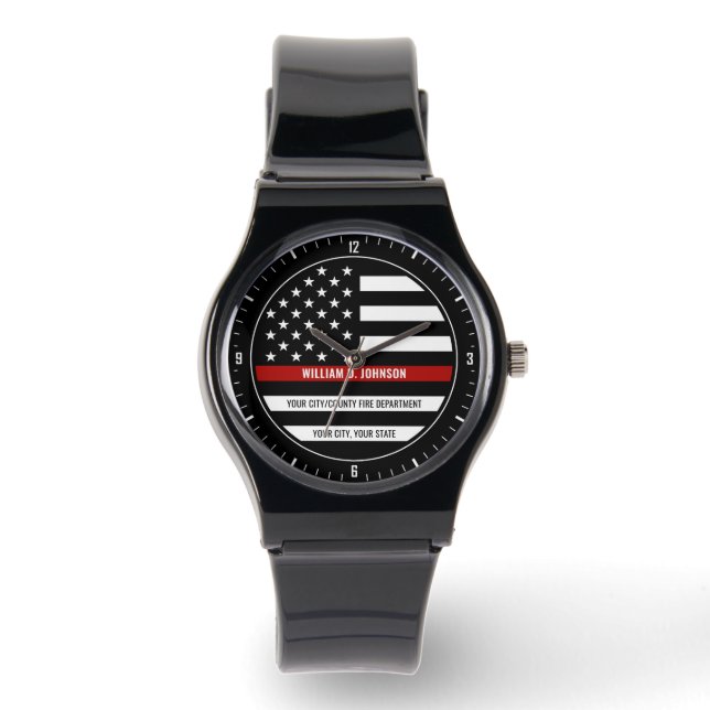 Individuelle Name FireFighter Thin Red Line Feuerw Armbanduhr (Vorderseite)