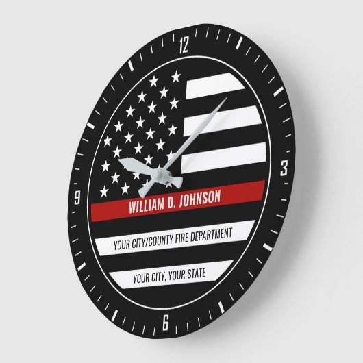 Individuelle Name FireFighter Thin Red Line Feuerw Große Wanduhr (Winkel)