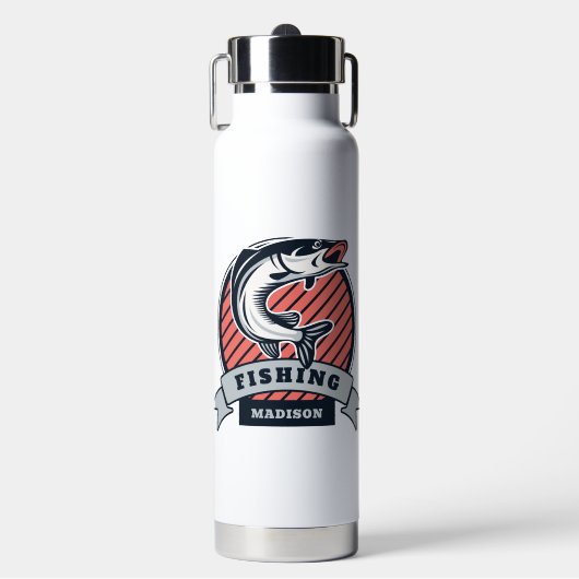 Individuelle Name Fischerei Trinkflasche (Vorderseite)