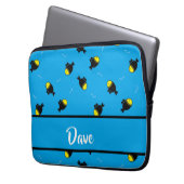 Individuelle Name fischt Muster auf blau Laptopschutzhülle (Vorderseite Links)