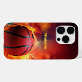 Individuelle Name Flaming Basketball Case-Mate iPhone Hülle (Rückseite (Horizontal))