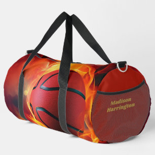 Individuelle Name Flaming Basketball Duffle Bag