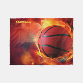 Individuelle Name Flaming Basketball Fleecedecke (Vorderseite (Horizontal))