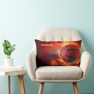 Individuelle Name Flaming Basketball Lendenkissen