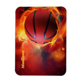 Individuelle Name Flaming Basketball Magnet (Vertikal)