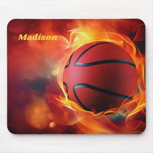 Individuelle Name Flaming Basketball Mousepad (Vorne)