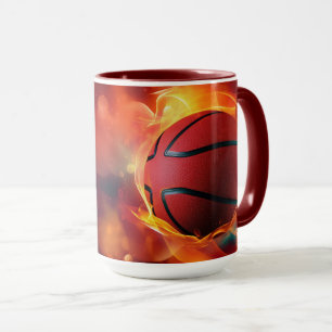 Individuelle Name Flaming Basketball Tasse