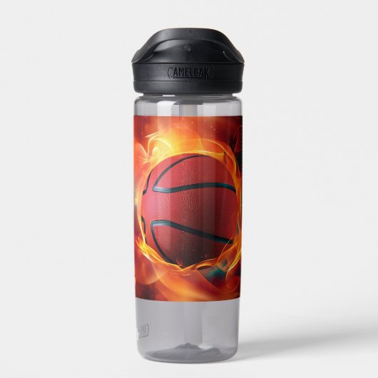 Individuelle Name Flaming Basketball Trinkflasche (Rückseite)