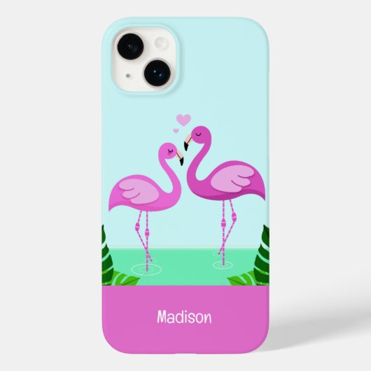 Individuelle Name Flamingo Liebe Case-Mate iPhone Hülle (Rückseite)