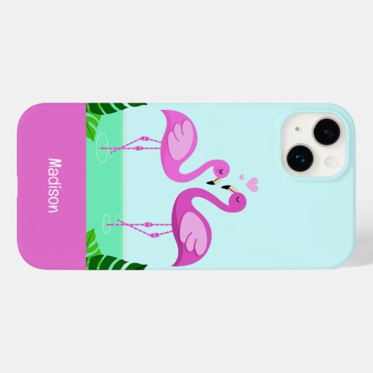 Individuelle Name Flamingo Liebe Case-Mate iPhone Hülle (Rückseite (Horizontal))