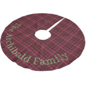 Individuelle Name Flannel Kariert Holly Berry Red Polyester Weihnachtsbaumdecke (Schrägansicht)
