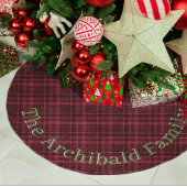 Individuelle Name Flannel Kariert Holly Berry Red Polyester Weihnachtsbaumdecke