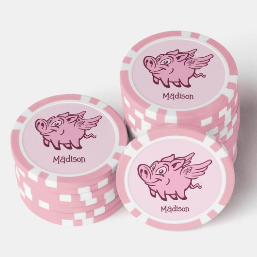 Individuelle Name Fliegende Schweine Pokerchips (Stapel)