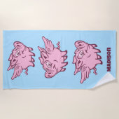 Individuelle Name Fliegende Schweine Strandtuch (Vorderseite)