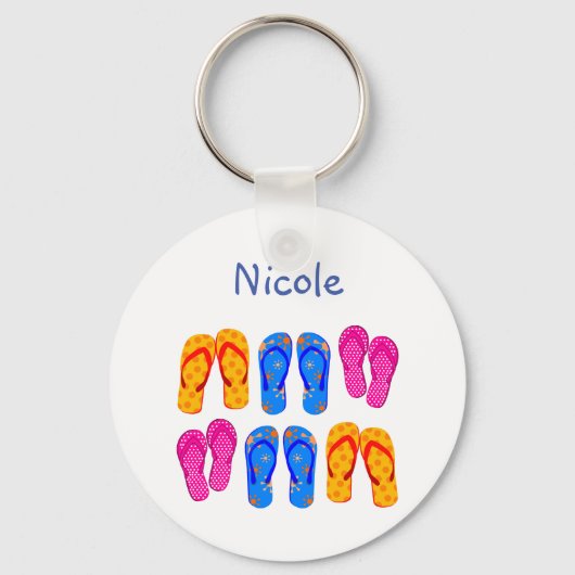 Individuelle Name Flip Flops Sandal Sommerspass Schlüsselanhänger (Vorderseite)