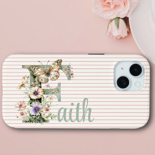 Individuelle Name Floral Butterfly Initial Sage Case-Mate iPhone Hülle