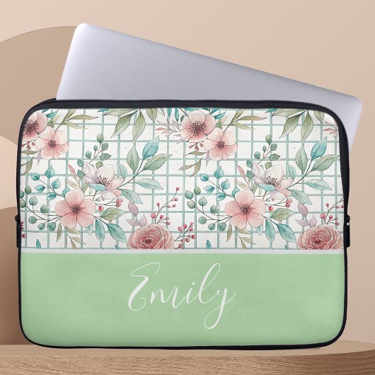 Individuelle Name Floral Electronics Bag Laptopschutzhülle