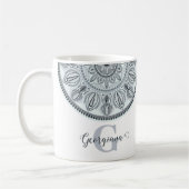 Individuelle Name Floral Harmony Gray Monotone Man Kaffeetasse (Links)