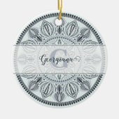 Individuelle Name Floral Harmony Gray Monotone Man Keramik Ornament (Vorne)