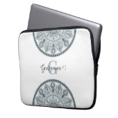 Individuelle Name Floral Harmony Gray Monotone Man Laptopschutzhülle (Vorderseite Links)