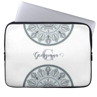 Individuelle Name Floral Harmony Gray Monotone Man Laptopschutzhülle