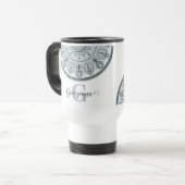 Individuelle Name Floral Harmony Gray Monotone Man Reisebecher (Vorderseite Links)