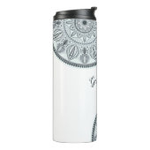 Individuelle Name Floral Harmony Gray Monotone Man Thermosbecher (Nach links gedreht)