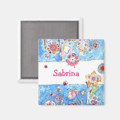 Individuelle Name Floral Magnet (Vorderseite/Rückseite)