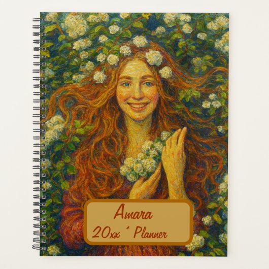 Individuelle Name Floral Planner Planer (Vorderseite)