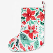 Individuelle Name Floral Reindeer Kleiner Weihnachtsstrumpf (Rückseite)