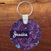 Individuelle Name Floral Schlüsselanhänger (Vorderseite)