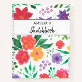 Individuelle Name Floral Sketchbook Notebook Notizblock (Vorderseite)