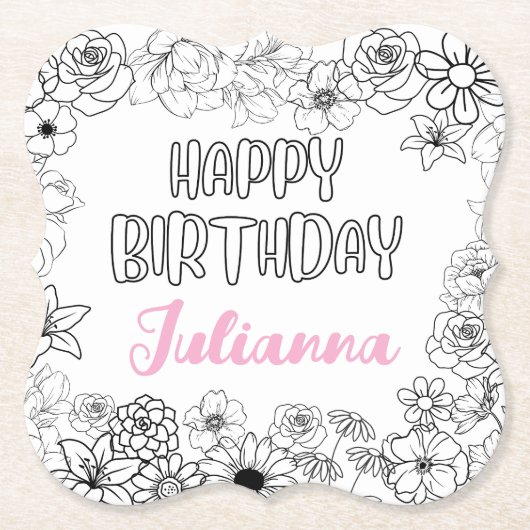 Individuelle Name Floral Untersetzer (Vorderseite)
