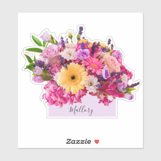 Individuelle Name Floral Wasserfarbe Schönheit Aufkleber (Blatt)