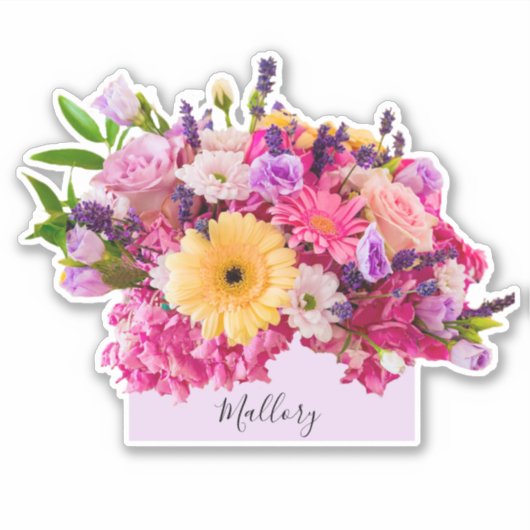 Individuelle Name Floral Wasserfarbe Schönheit Aufkleber (Vorderseite)