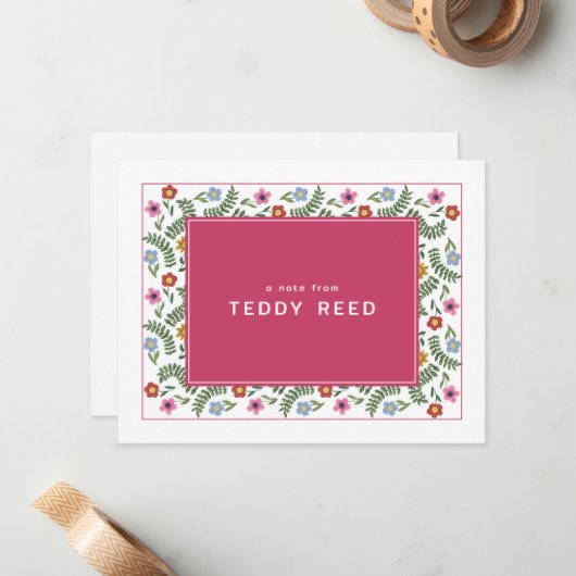 Individuelle Name Florals Foliage Mitteilungskarte (Vorderseite/Rückseite Beispiel)