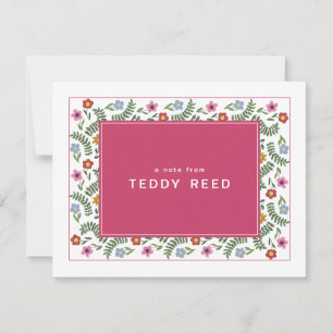 Individuelle Name Florals Foliage Mitteilungskarte