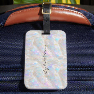 Individuelle Name Fluid Iridescent Gold Opal Girly Gepäckanhänger