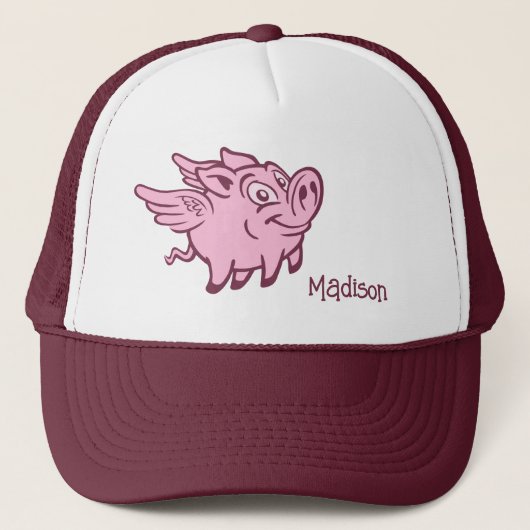 Individuelle Name Flying Pig Truckerkappe (Vorderseite)