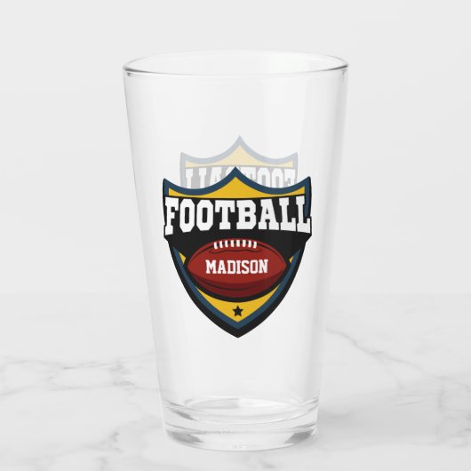 Individuelle Name Football-Logo Glas (Rückseite)