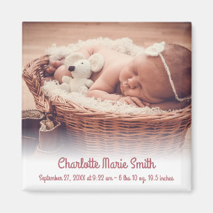 Individuelle Name Foto Baby Girl Geburtserklärung Magnet