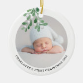 Individuelle Name Foto Babys Erste Weihnachtswasse Keramik Ornament (Vorne)