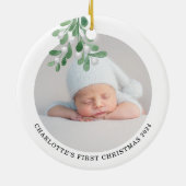 Individuelle Name Foto Babys Erste Weihnachtswasse Keramik Ornament (Hinten)
