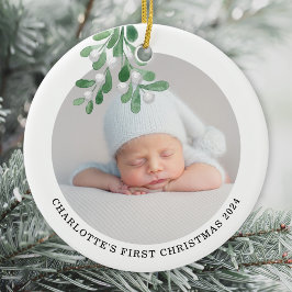 Individuelle Name Foto Babys Erste Weihnachtswasse Keramik Ornament