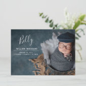 Individuelle Name Foto Collage Baby Boy Neugeboren Ankündigung (Stehend Vorderseite)