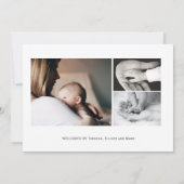 Individuelle Name Foto Collage Baby Boy Neugeboren Ankündigung (Rückseite)