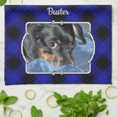 Individuelle Name Foto Frame Classic Blau & Schwar Geschirrtuch (Gefaltet)